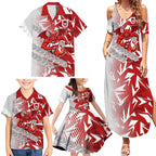 St George Illawarra Dragons Rugby Family Matching Summer Maxi Dress and Hawaiian Shirt Fierce Mascot Geometric Tribal Art