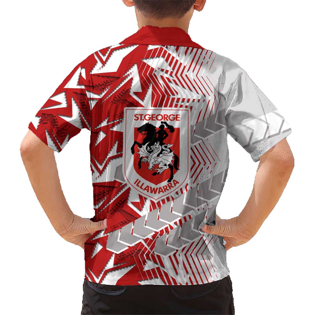 St George Illawarra Dragons Rugby Family Matching Summer Maxi Dress and Hawaiian Shirt Fierce Mascot Geometric Tribal Art