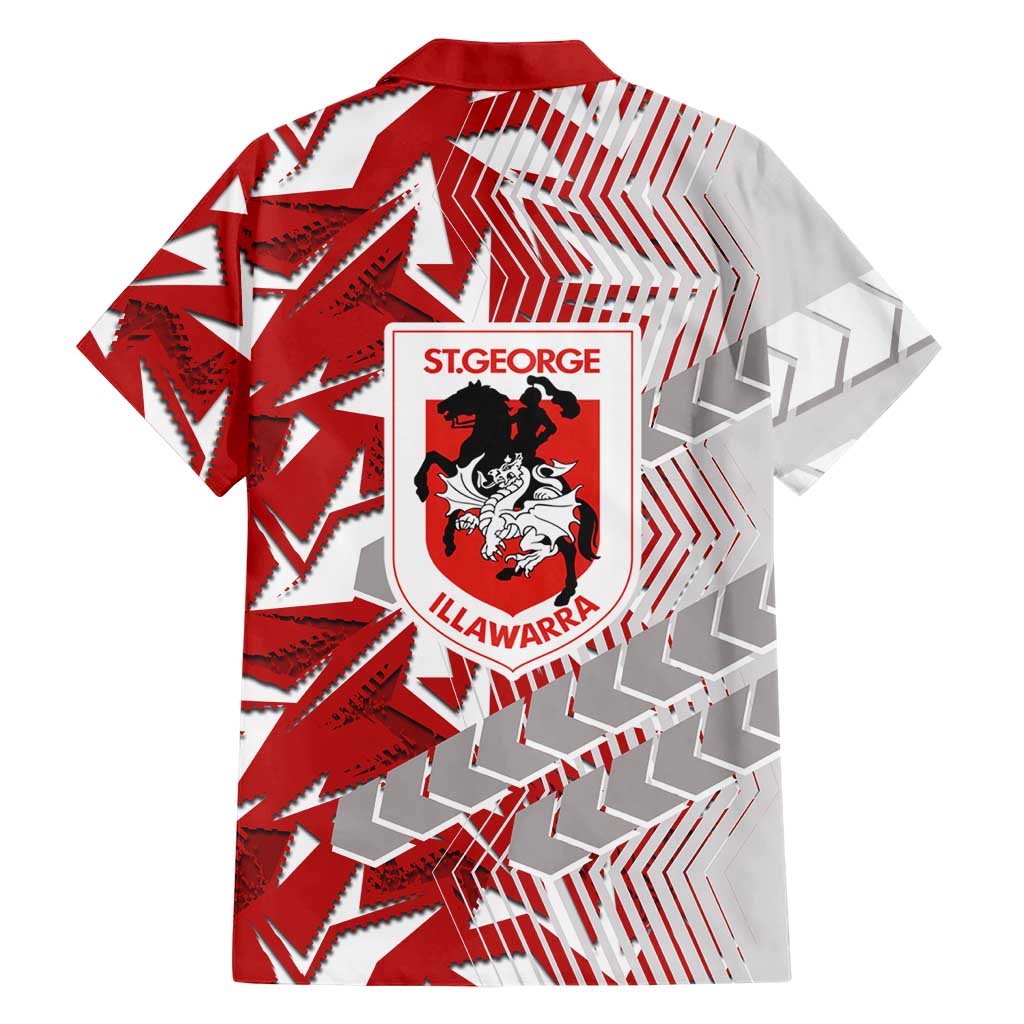 St George Illawarra Dragons Rugby Family Matching Summer Maxi Dress and Hawaiian Shirt Fierce Mascot Geometric Tribal Art