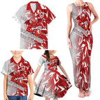 St George Illawarra Dragons Rugby Family Matching Tank Maxi Dress and Hawaiian Shirt Fierce Mascot Geometric Tribal Art