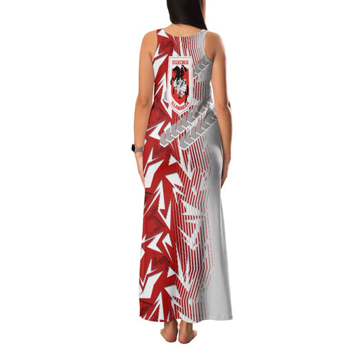 St George Illawarra Dragons Rugby Family Matching Tank Maxi Dress and Hawaiian Shirt Fierce Mascot Geometric Tribal Art