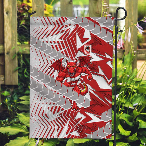 St George Illawarra Dragons Rugby Garden Flag Fierce Mascot Geometric Tribal Art