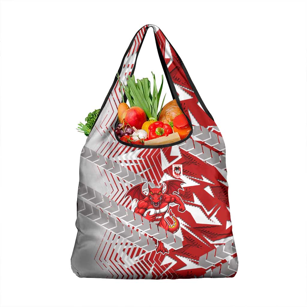 St George Illawarra Dragons Rugby Grocery Bag Fierce Mascot Geometric Tribal Art