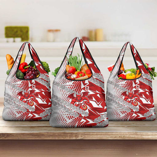 St George Illawarra Dragons Rugby Grocery Bag Fierce Mascot Geometric Tribal Art