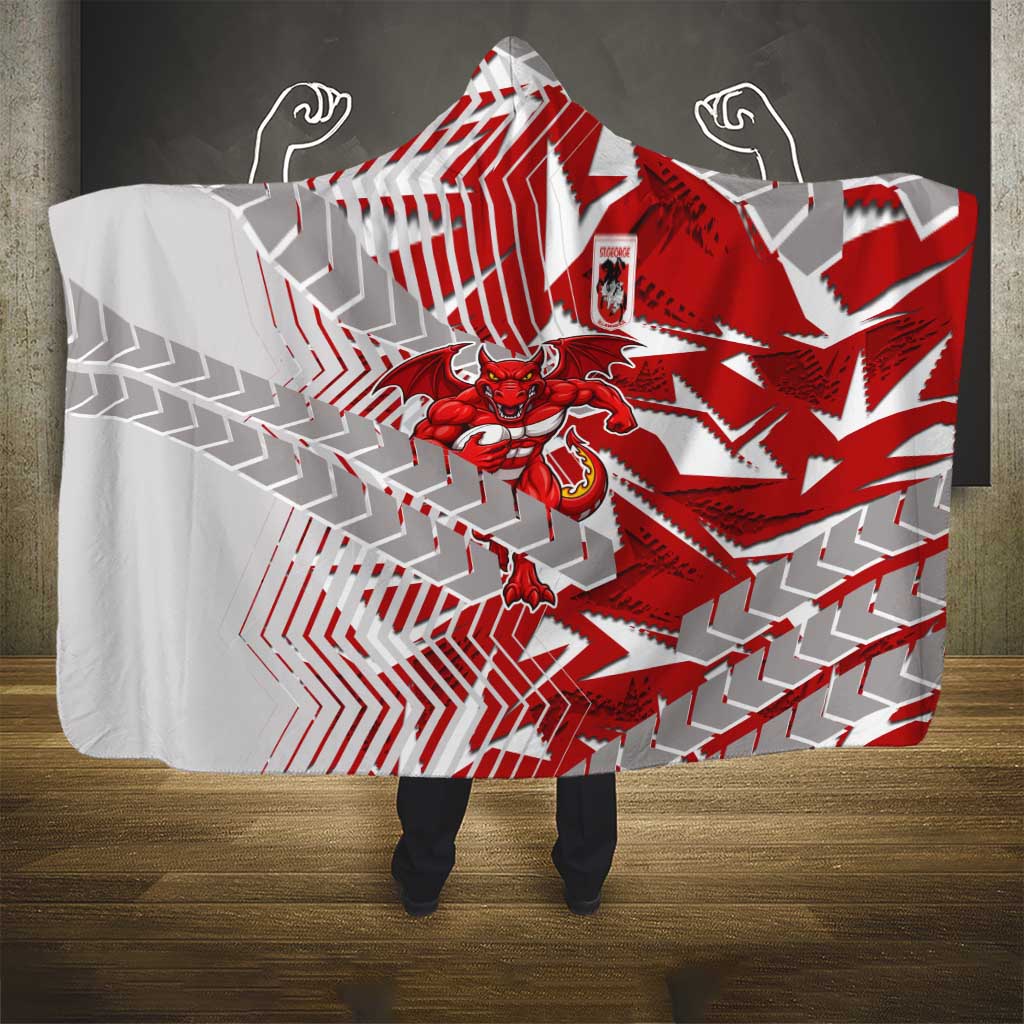 St George Illawarra Dragons Rugby Hooded Blanket Fierce Mascot Geometric Tribal Art