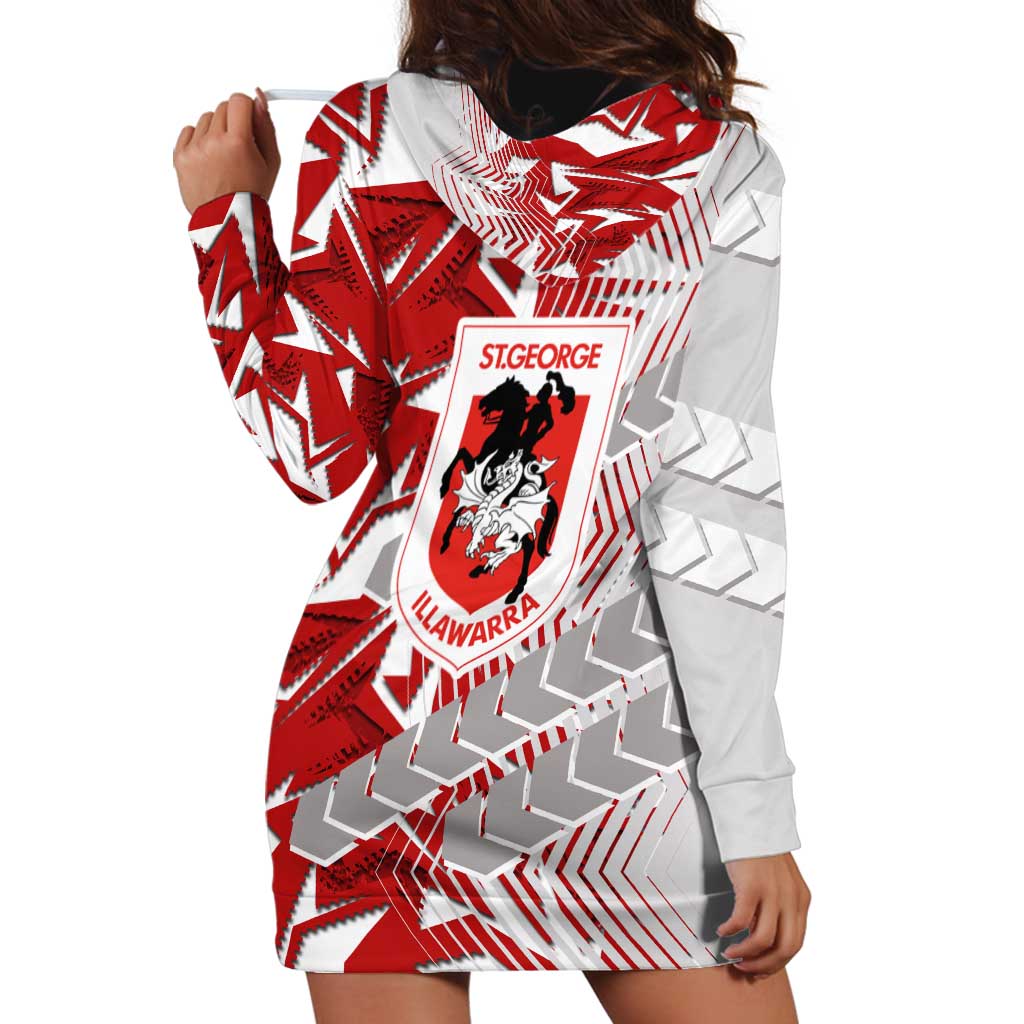 St George Illawarra Dragons Rugby Hoodie Dress Fierce Mascot Geometric Tribal Art