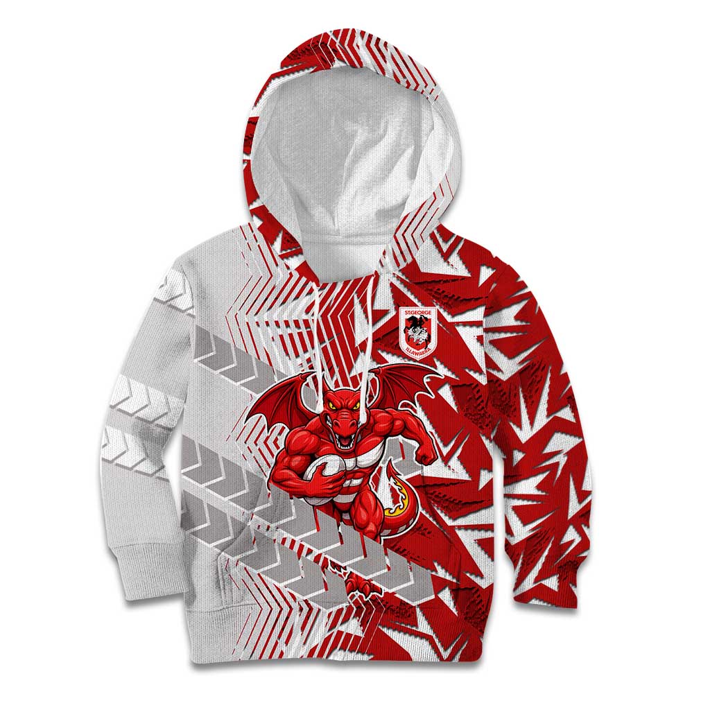 St George Illawarra Dragons Rugby Kid Hoodie Fierce Mascot Geometric Tribal Art