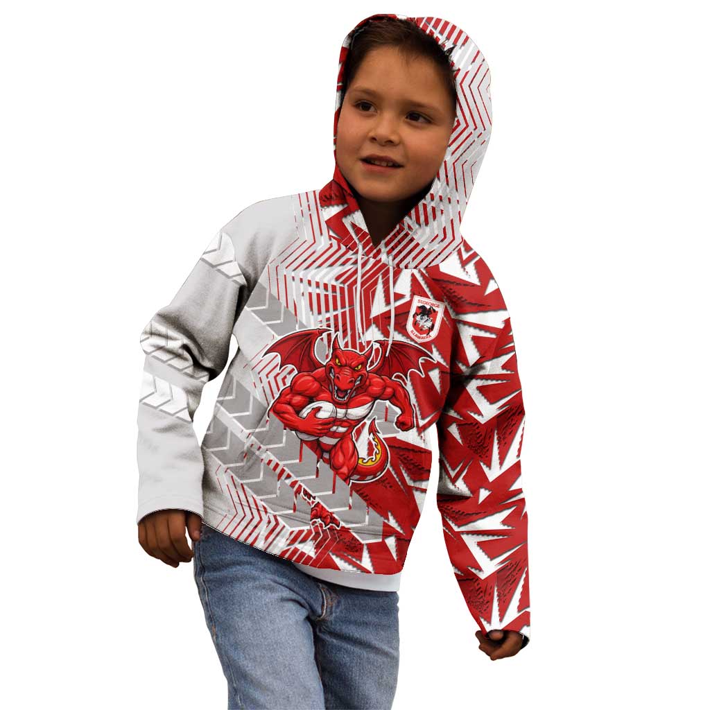 St George Illawarra Dragons Rugby Kid Hoodie Fierce Mascot Geometric Tribal Art