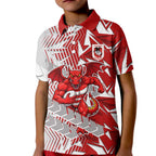 St George Illawarra Dragons Rugby Kid Polo Shirt Fierce Mascot Geometric Tribal Art