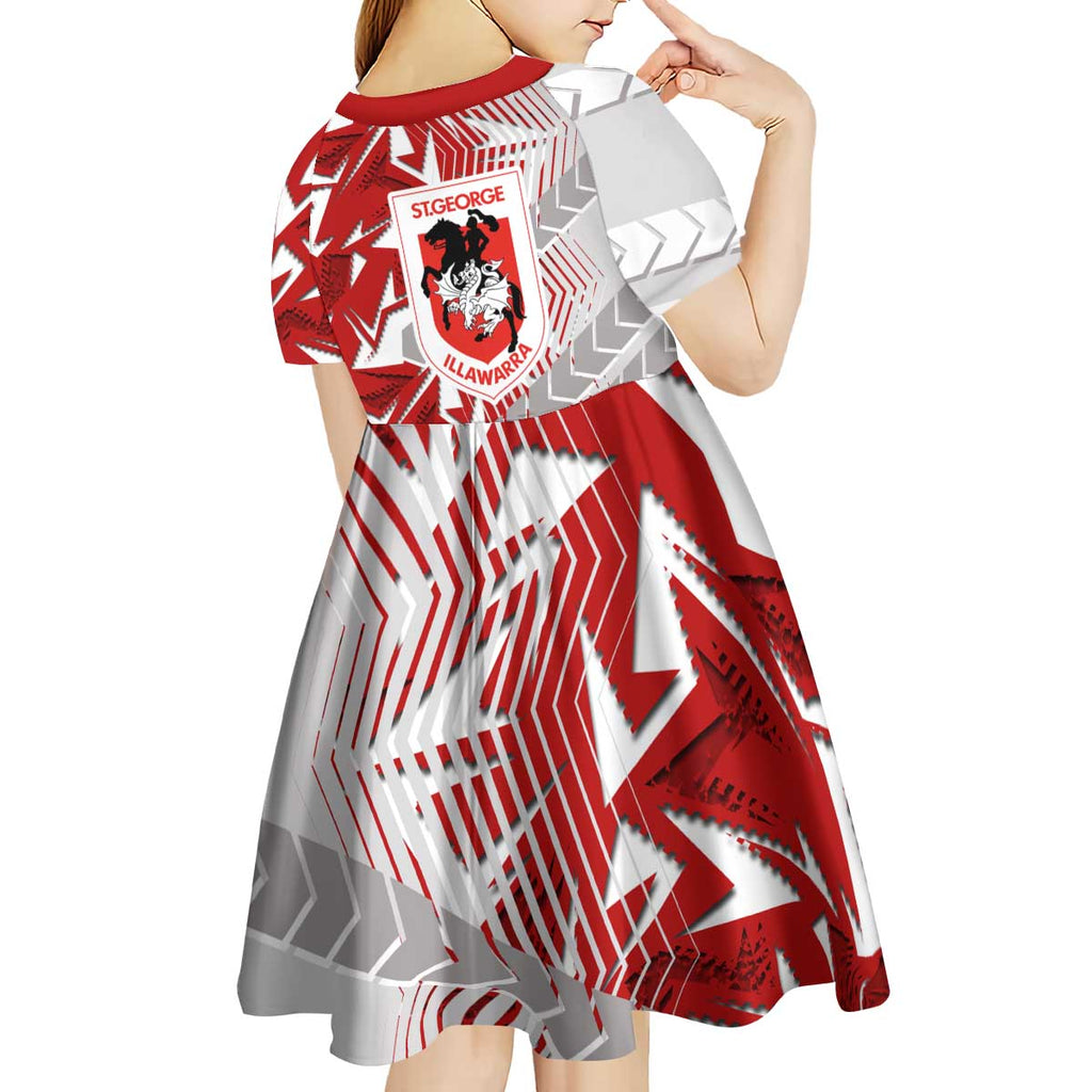 St George Illawarra Dragons Rugby Kid Short Sleeve Dress Fierce Mascot Geometric Tribal Art