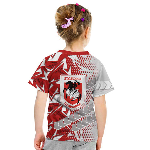St George Illawarra Dragons Rugby Kid T Shirt Fierce Mascot Geometric Tribal Art