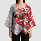 St George Illawarra Dragons Rugby Kimono Sleeve Blouse Fierce Mascot Geometric Tribal Art