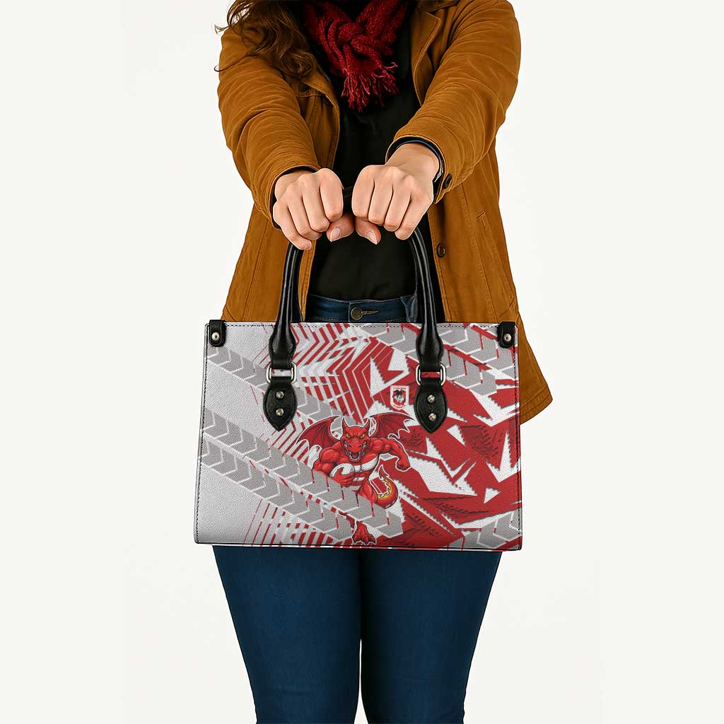 St George Illawarra Dragons Rugby Leather Bag Fierce Mascot Geometric Tribal Art
