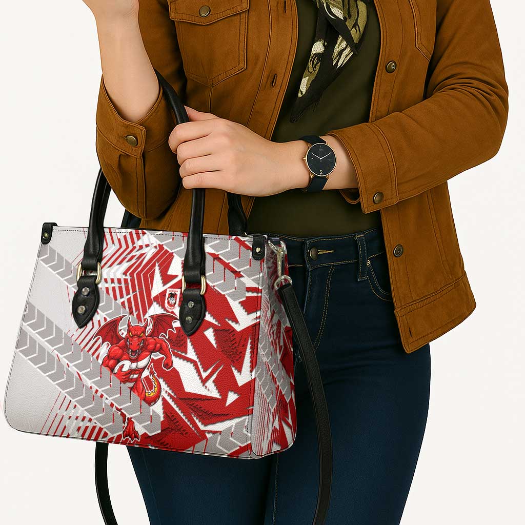 St George Illawarra Dragons Rugby Leather Bag Fierce Mascot Geometric Tribal Art