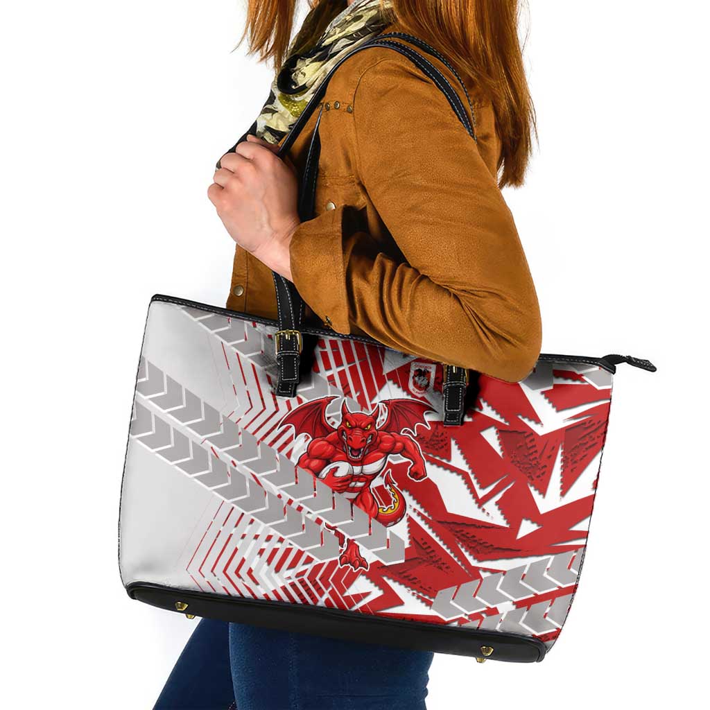 St George Illawarra Dragons Rugby Leather Tote Bag Fierce Mascot Geometric Tribal Art
