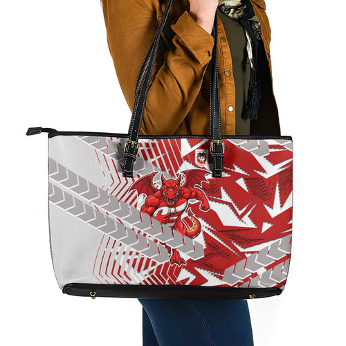 St George Illawarra Dragons Rugby Leather Tote Bag Fierce Mascot Geometric Tribal Art