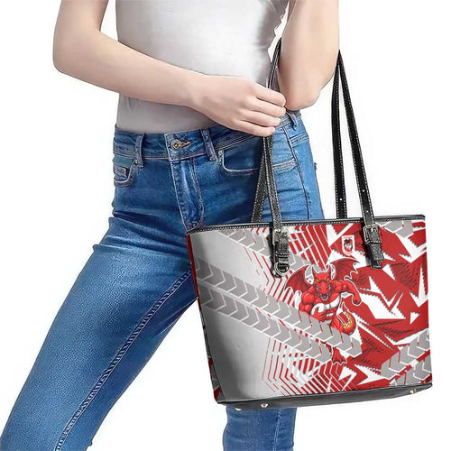 St George Illawarra Dragons Rugby Leather Tote Bag Fierce Mascot Geometric Tribal Art