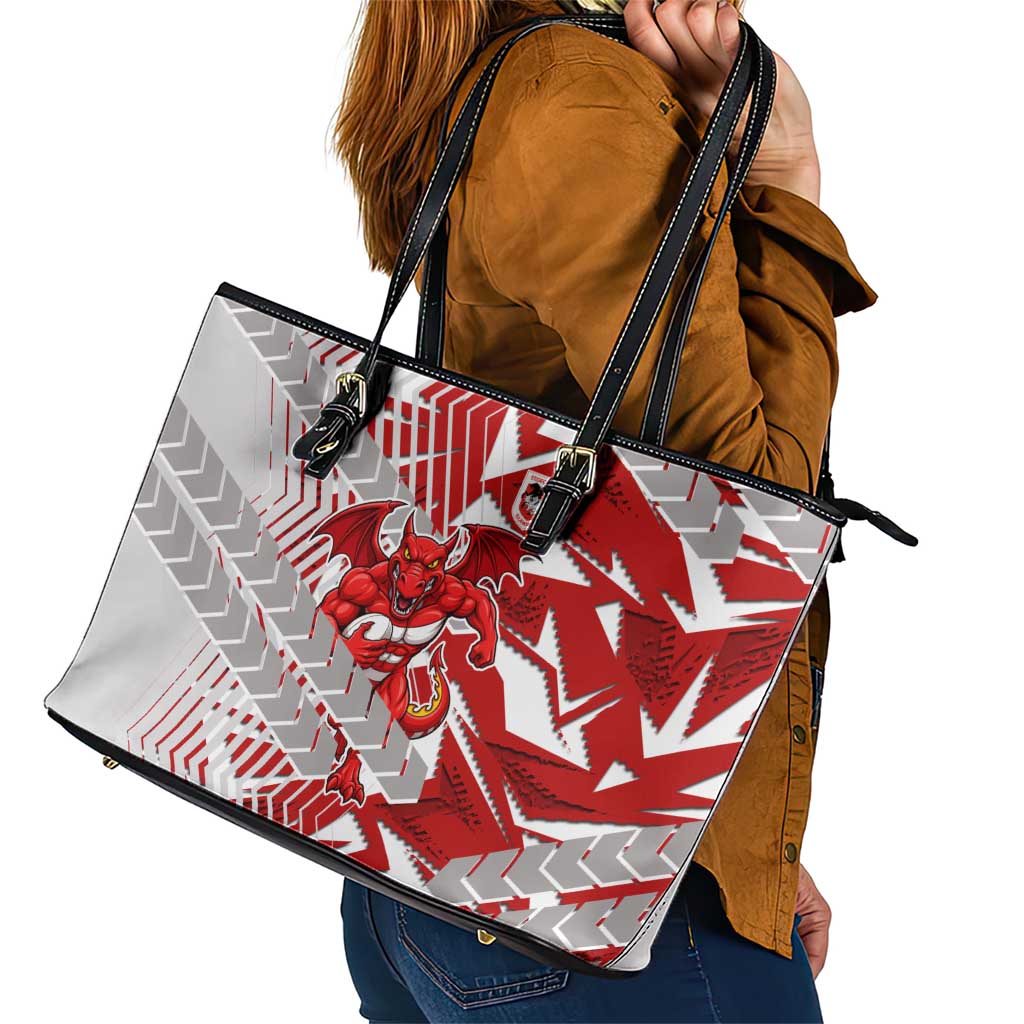 St George Illawarra Dragons Rugby Leather Tote Bag Fierce Mascot Geometric Tribal Art
