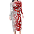 St George Illawarra Dragons Rugby Long Sleeve Bodycon Dress Fierce Mascot Geometric Tribal Art