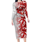 St George Illawarra Dragons Rugby Long Sleeve Bodycon Dress Fierce Mascot Geometric Tribal Art
