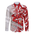 St George Illawarra Dragons Rugby Long Sleeve Button Shirt Fierce Mascot Geometric Tribal Art