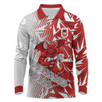 St George Illawarra Dragons Rugby Long Sleeve Polo Shirt Fierce Mascot Geometric Tribal Art