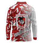 St George Illawarra Dragons Rugby Long Sleeve Polo Shirt Fierce Mascot Geometric Tribal Art