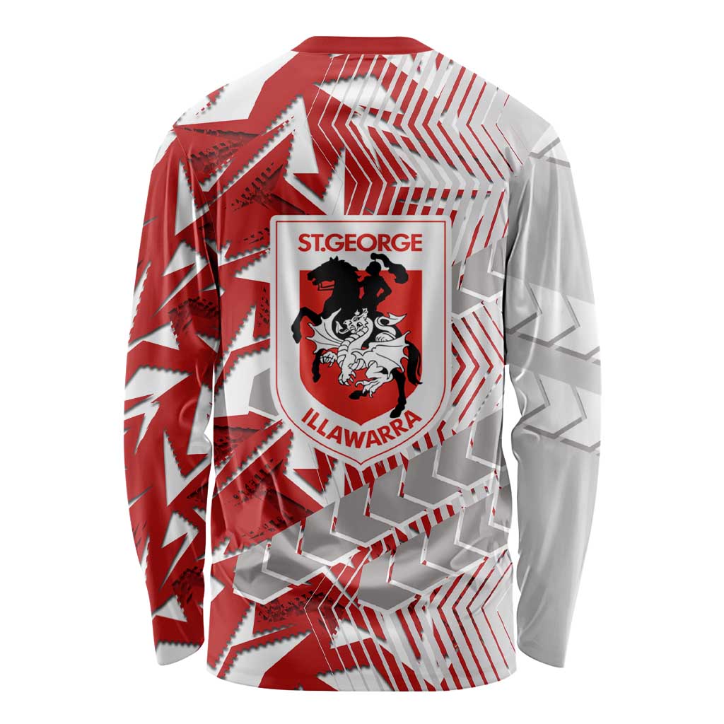 St George Illawarra Dragons Rugby Long Sleeve Shirt Fierce Mascot Geometric Tribal Art