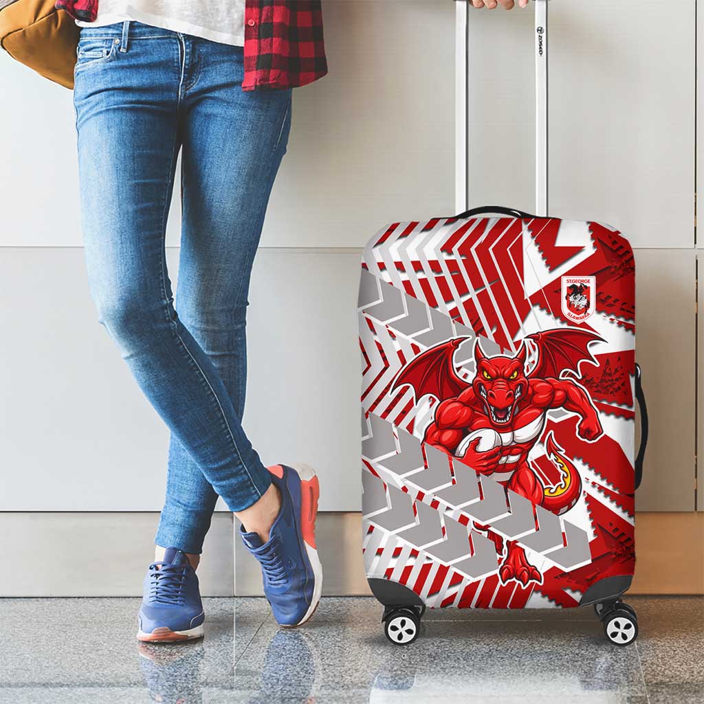St George Illawarra Dragons Rugby Luggage Cover Fierce Mascot Geometric Tribal Art