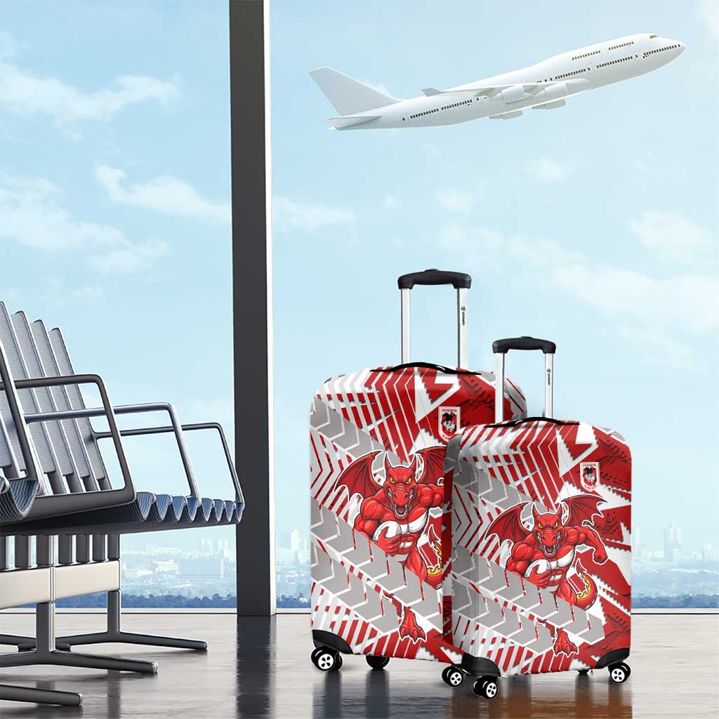 St George Illawarra Dragons Rugby Luggage Cover Fierce Mascot Geometric Tribal Art