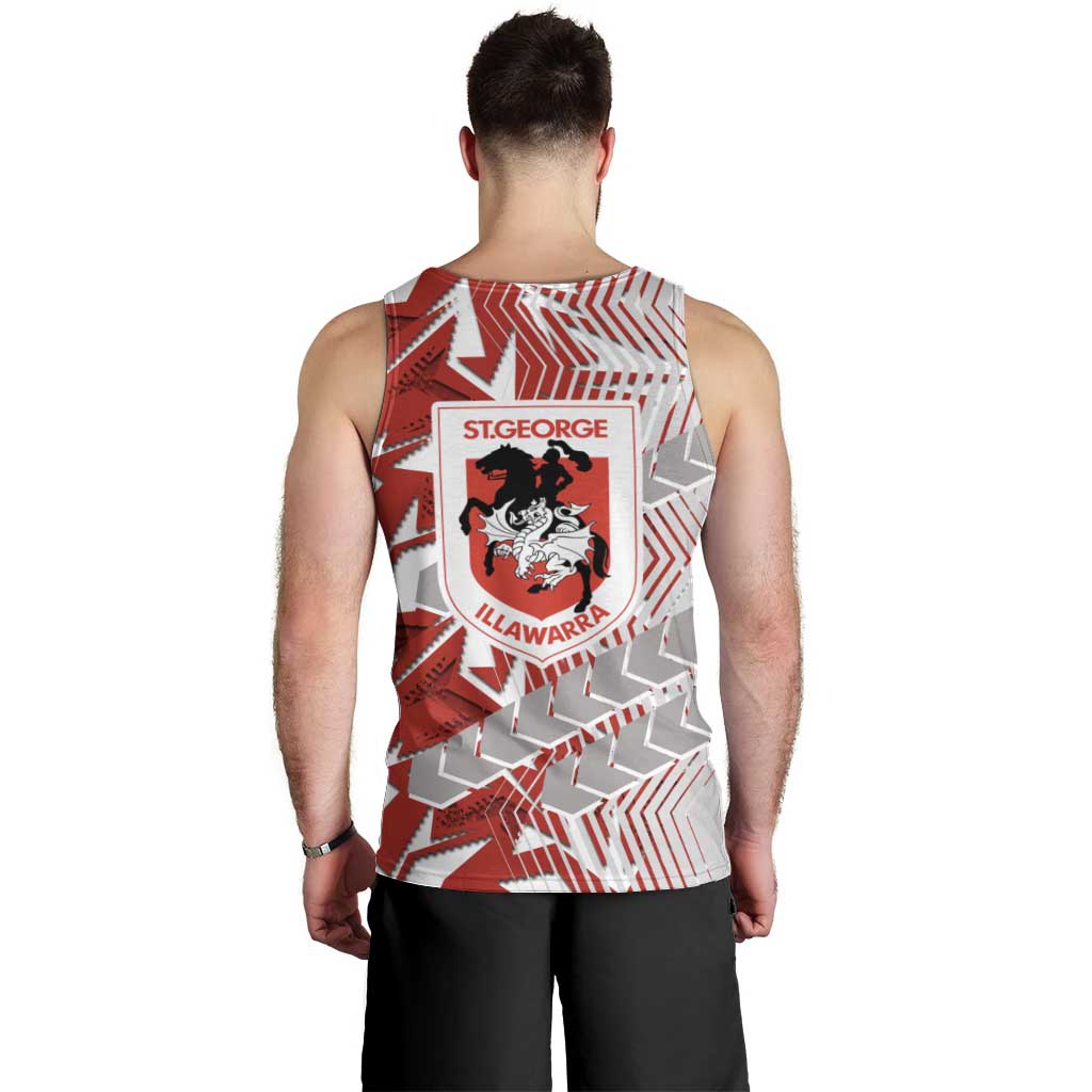 St George Illawarra Dragons Rugby Men Tank Top Fierce Mascot Geometric Tribal Art