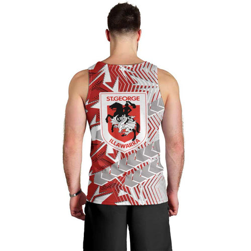 St George Illawarra Dragons Rugby Men Tank Top Fierce Mascot Geometric Tribal Art