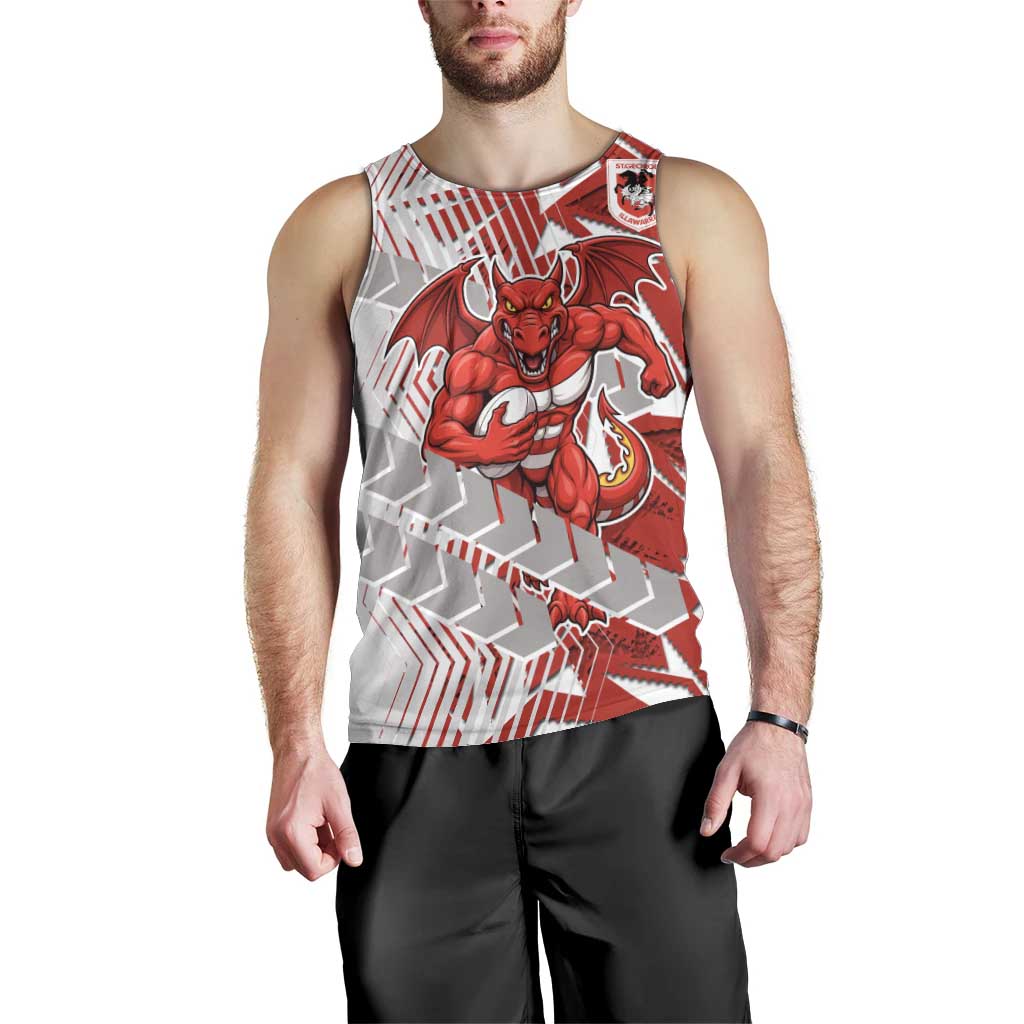 St George Illawarra Dragons Rugby Men Tank Top Fierce Mascot Geometric Tribal Art