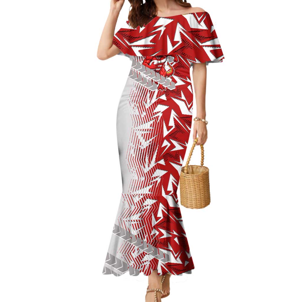 St George Illawarra Dragons Rugby Mermaid Dress Fierce Mascot Geometric Tribal Art