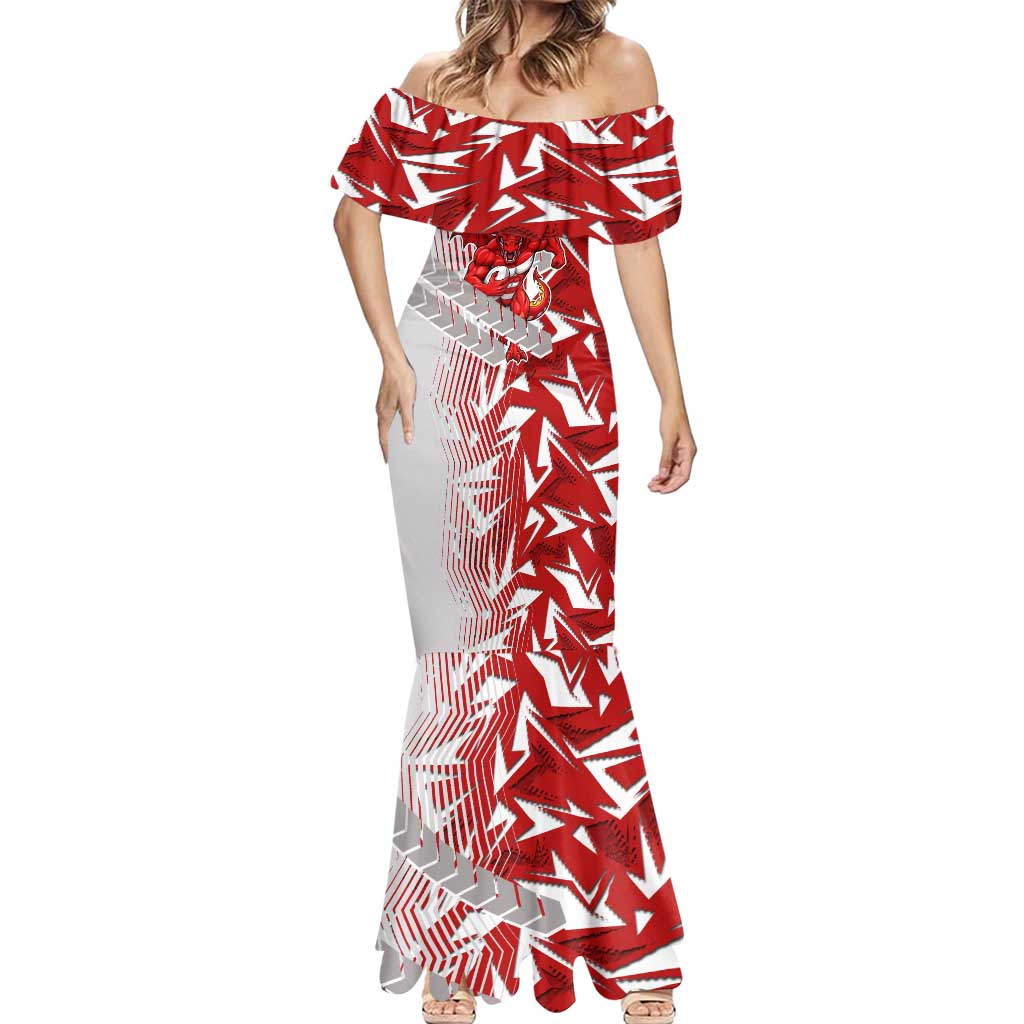 St George Illawarra Dragons Rugby Mermaid Dress Fierce Mascot Geometric Tribal Art