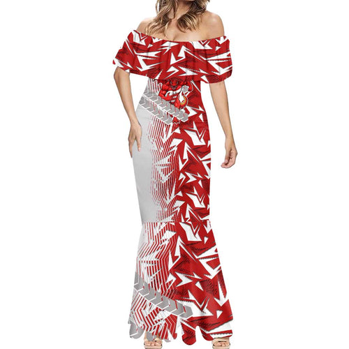 St George Illawarra Dragons Rugby Mermaid Dress Fierce Mascot Geometric Tribal Art