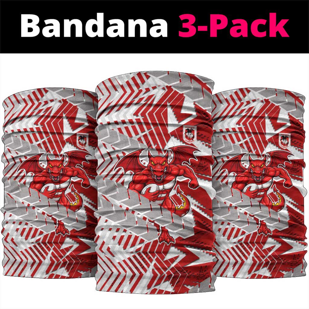 St George Illawarra Dragons Rugby Neck Gaiter Fierce Mascot Geometric Tribal Art