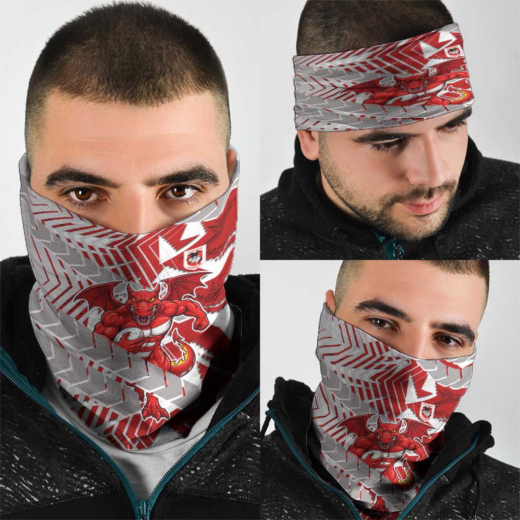 St George Illawarra Dragons Rugby Neck Gaiter Fierce Mascot Geometric Tribal Art
