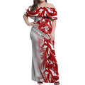 St George Illawarra Dragons Rugby Off Shoulder Maxi Dress Fierce Mascot Geometric Tribal Art