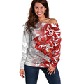 St George Illawarra Dragons Rugby Off Shoulder Sweater Fierce Mascot Geometric Tribal Art
