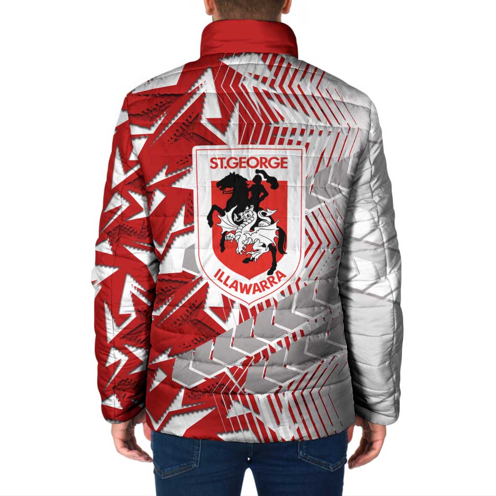 St George Illawarra Dragons Rugby Padded Jacket Fierce Mascot Geometric Tribal Art