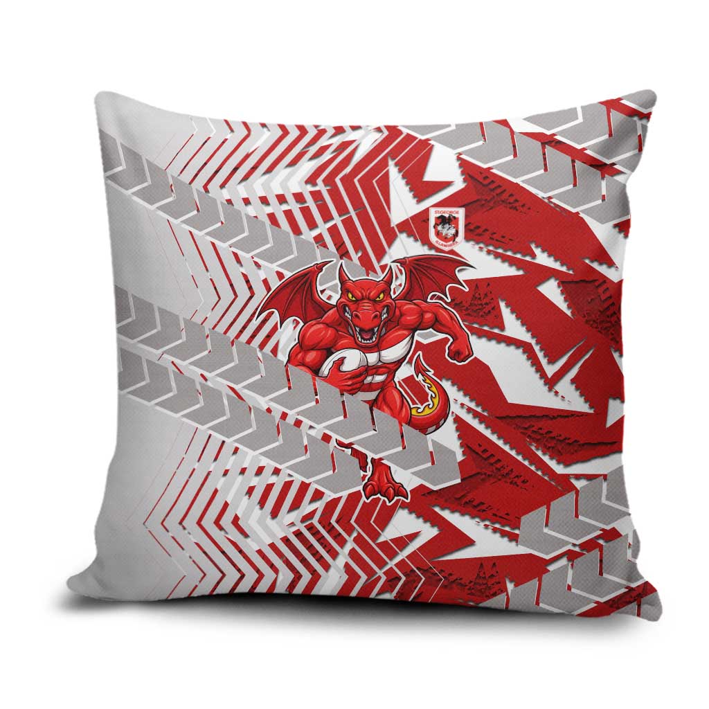 St George Illawarra Dragons Rugby Pillow Cover Fierce Mascot Geometric Tribal Art