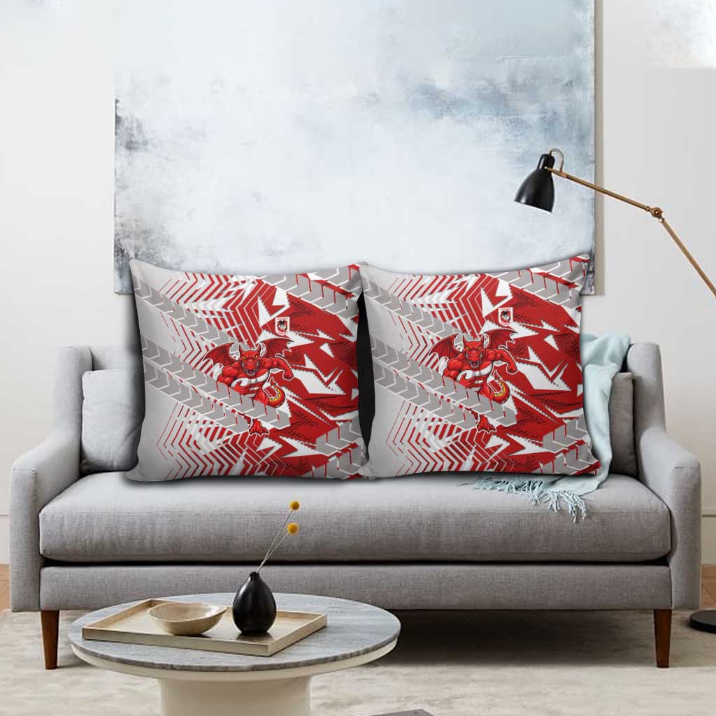 St George Illawarra Dragons Rugby Pillow Cover Fierce Mascot Geometric Tribal Art