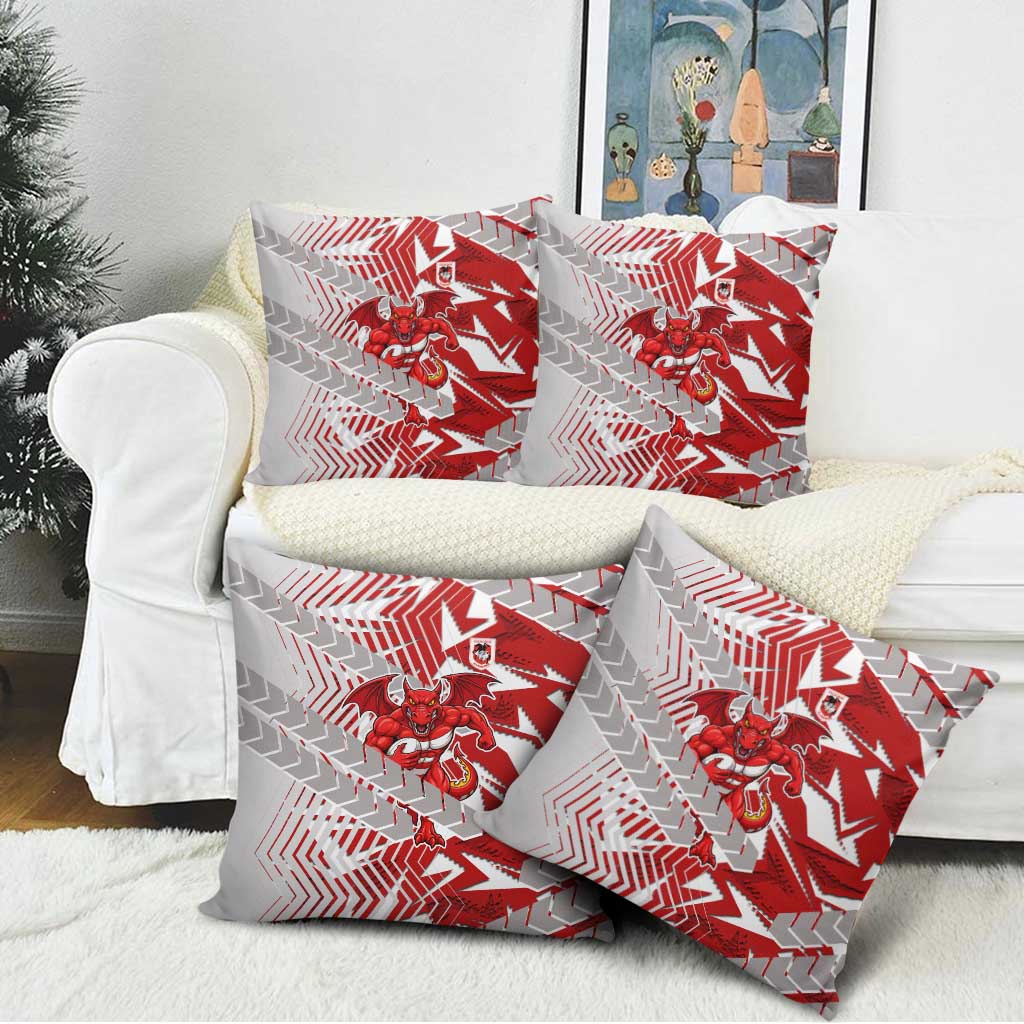 St George Illawarra Dragons Rugby Pillow Cover Fierce Mascot Geometric Tribal Art