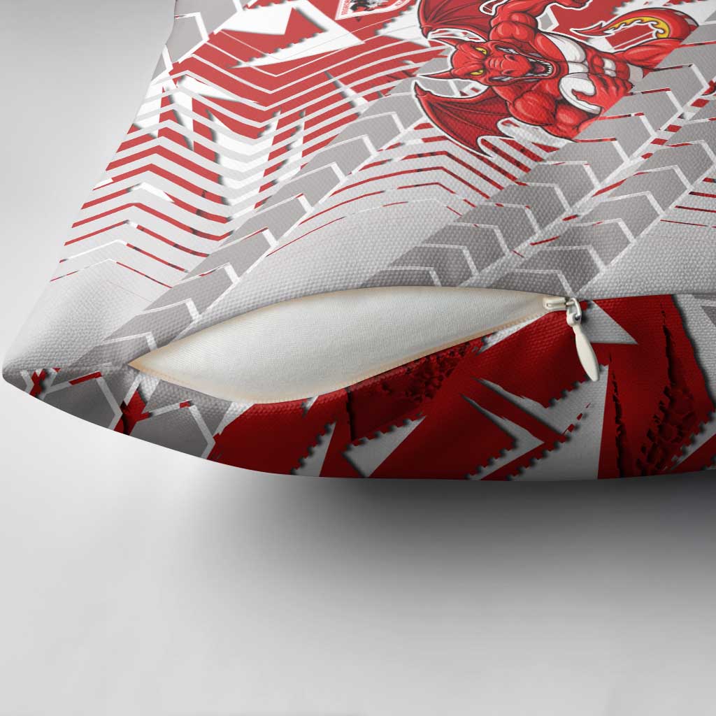 St George Illawarra Dragons Rugby Pillow Cover Fierce Mascot Geometric Tribal Art