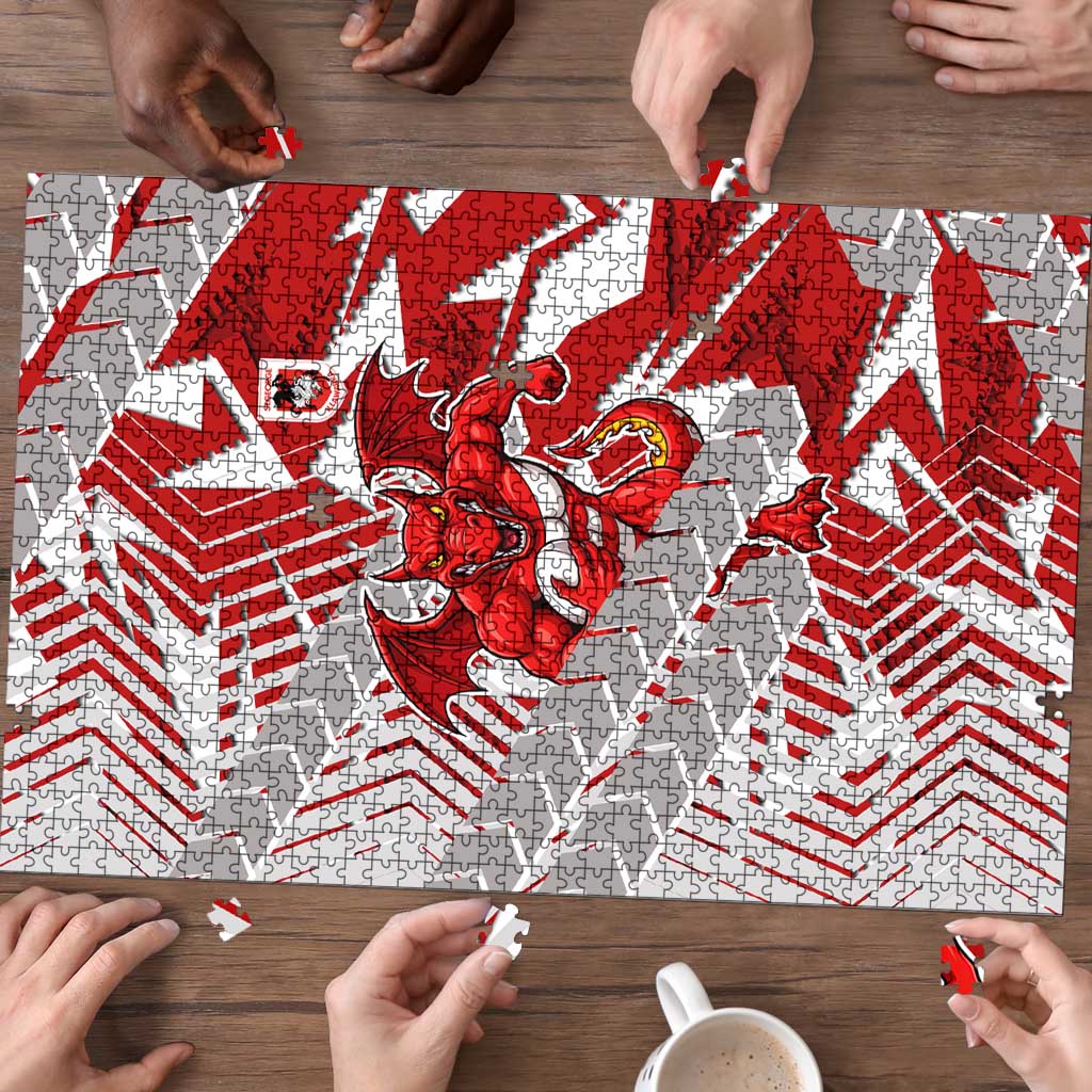 St George Illawarra Dragons Rugby Puzzle Fierce Mascot Geometric Tribal Art
