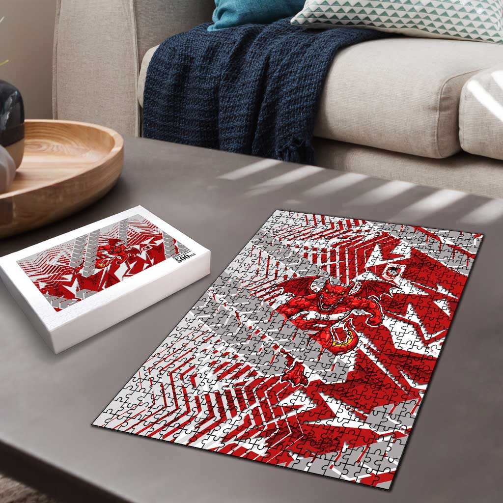 St George Illawarra Dragons Rugby Puzzle Fierce Mascot Geometric Tribal Art