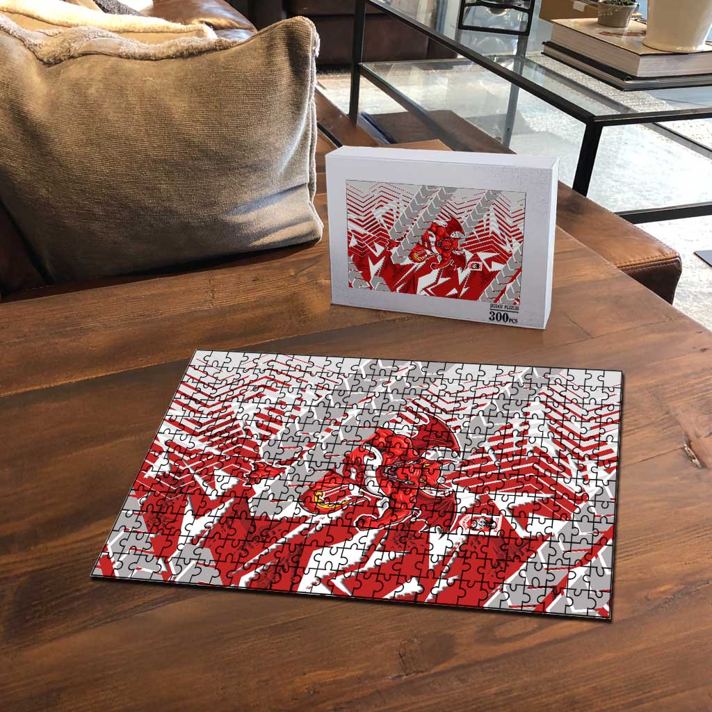 St George Illawarra Dragons Rugby Puzzle Fierce Mascot Geometric Tribal Art