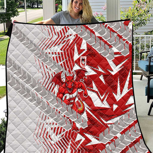 St George Illawarra Dragons Rugby Quilt Fierce Mascot Geometric Tribal Art