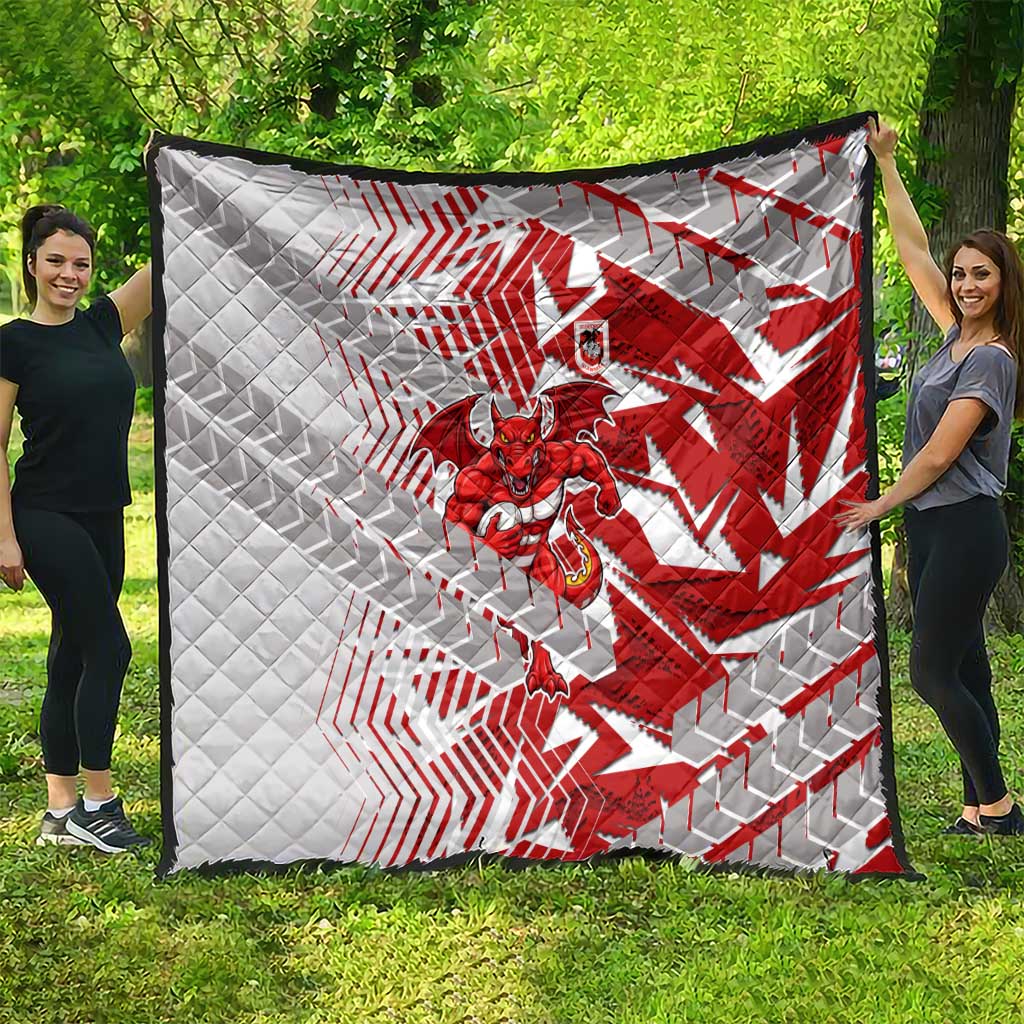 St George Illawarra Dragons Rugby Quilt Fierce Mascot Geometric Tribal Art